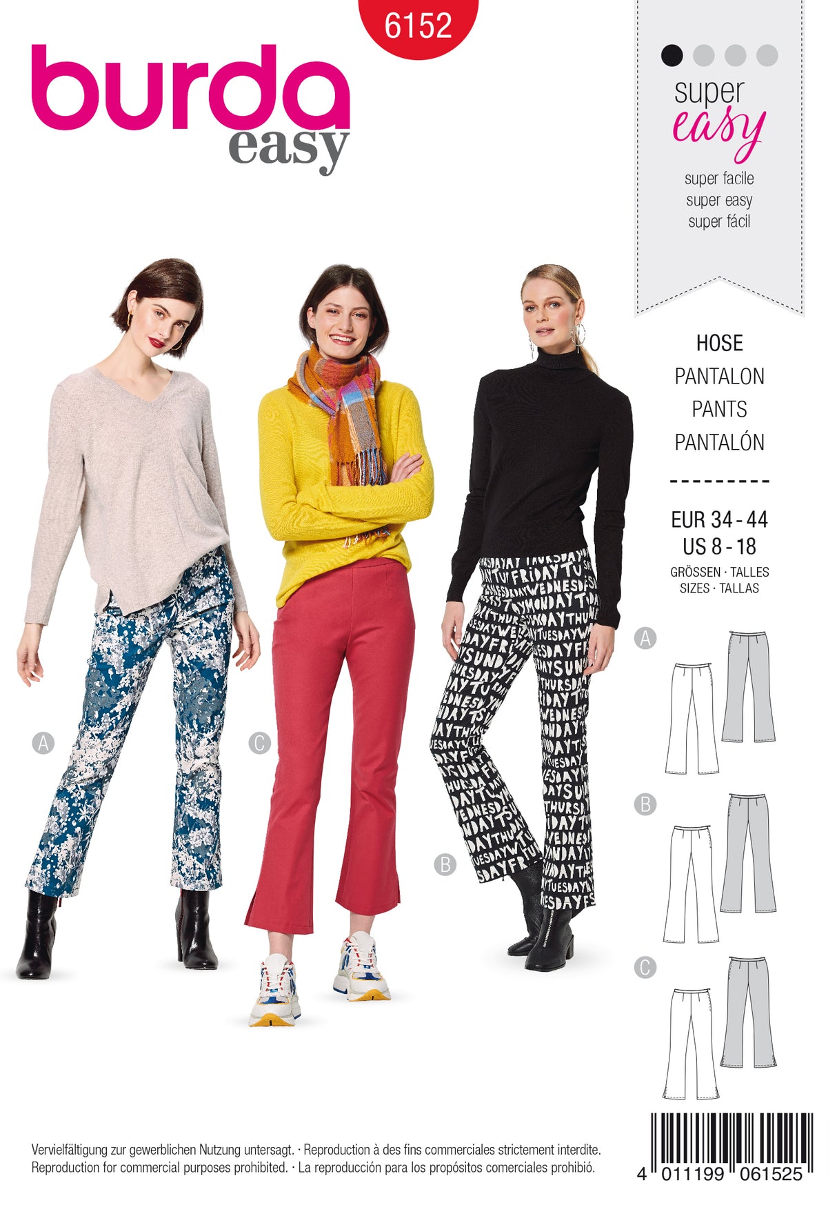 Patron Burda n°6152 – Pantalon pattes d'éléphant