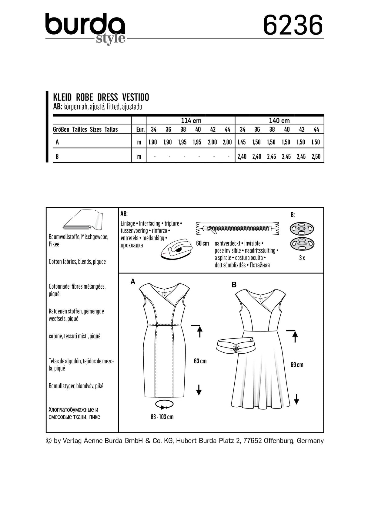 Patron Burda n°6236 – Robe crayon à effet croisé