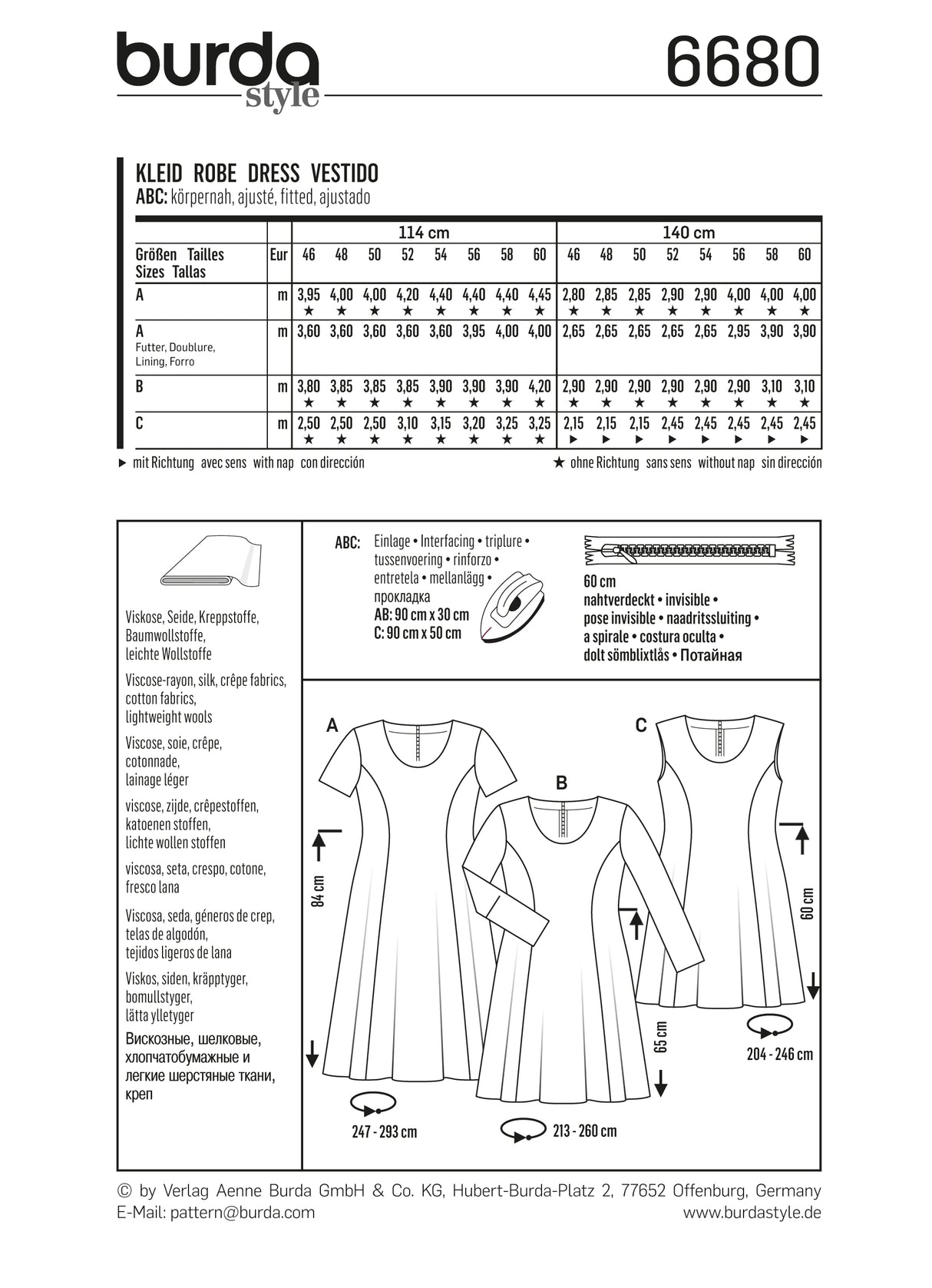 Patron Burda n°6680 - Robe