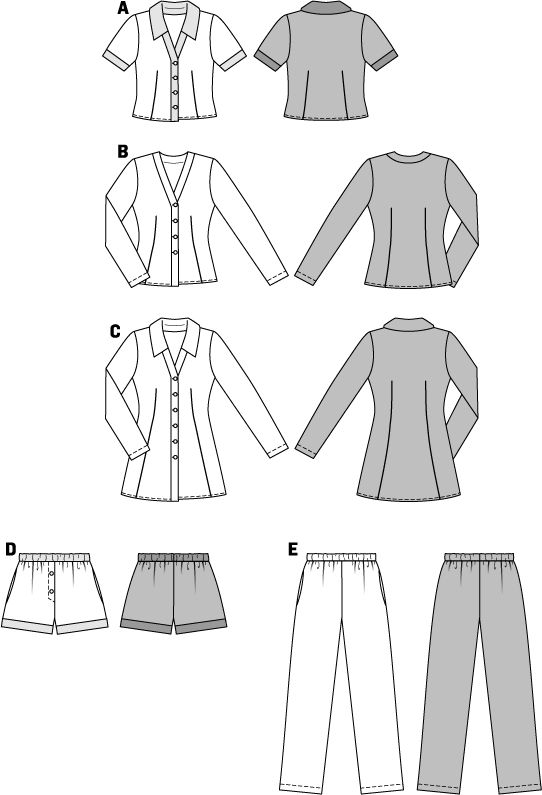 Patron Burda n°6742 - Pyjama et chemise de nuit