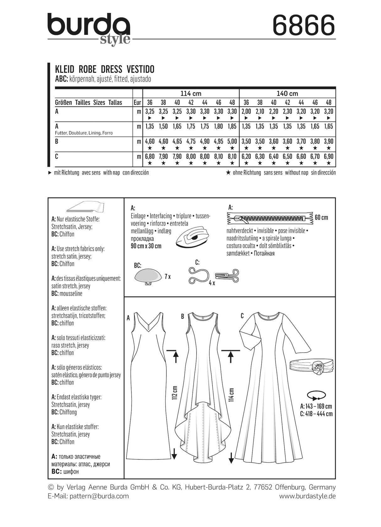 Patron Burda n°6866 - Robe de soirée élégante