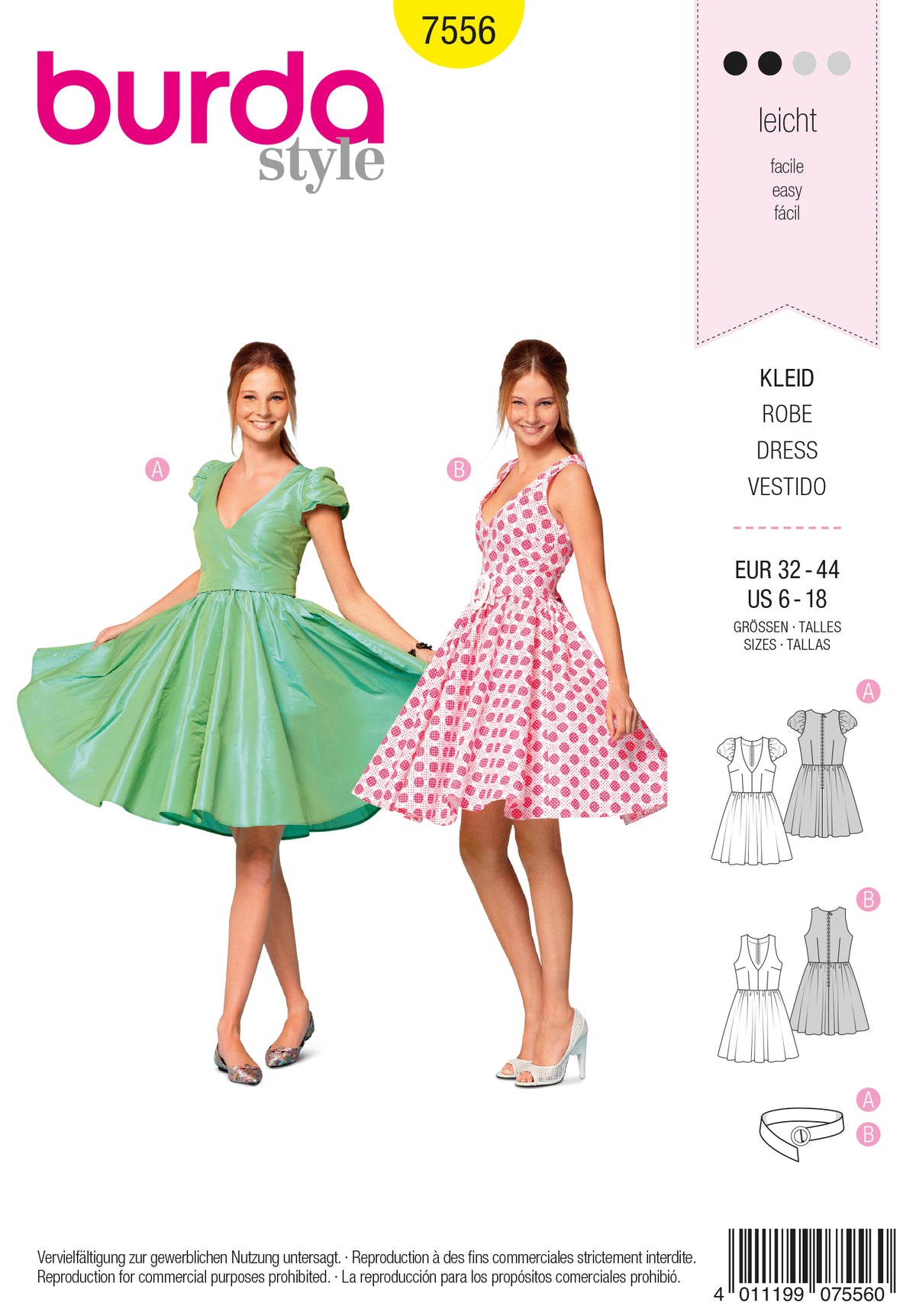 Patron Burda n°7556 - Robe