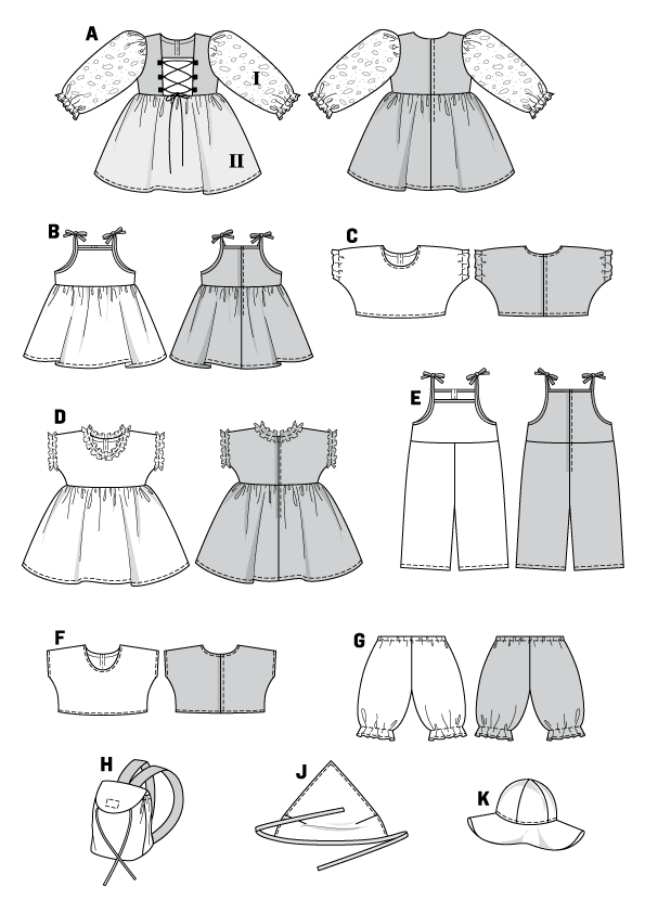 Patron Burda n°8308 - Vêtements pour poupées
