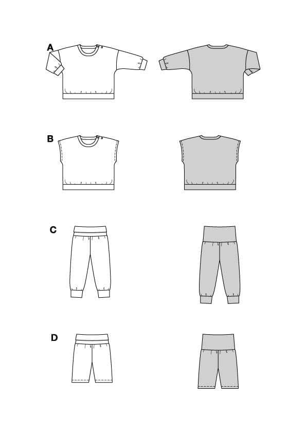 Patron Burda n°9186 - Sweatshirts et pantalons bébé