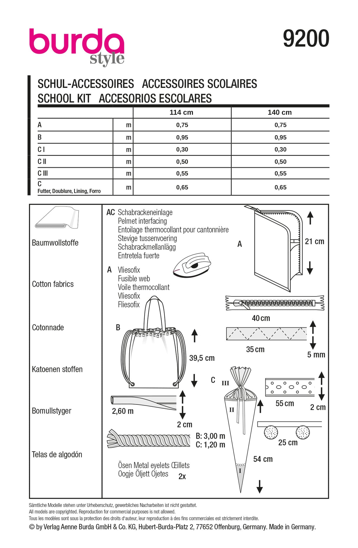 Patron Burda 9200 - Accessoires