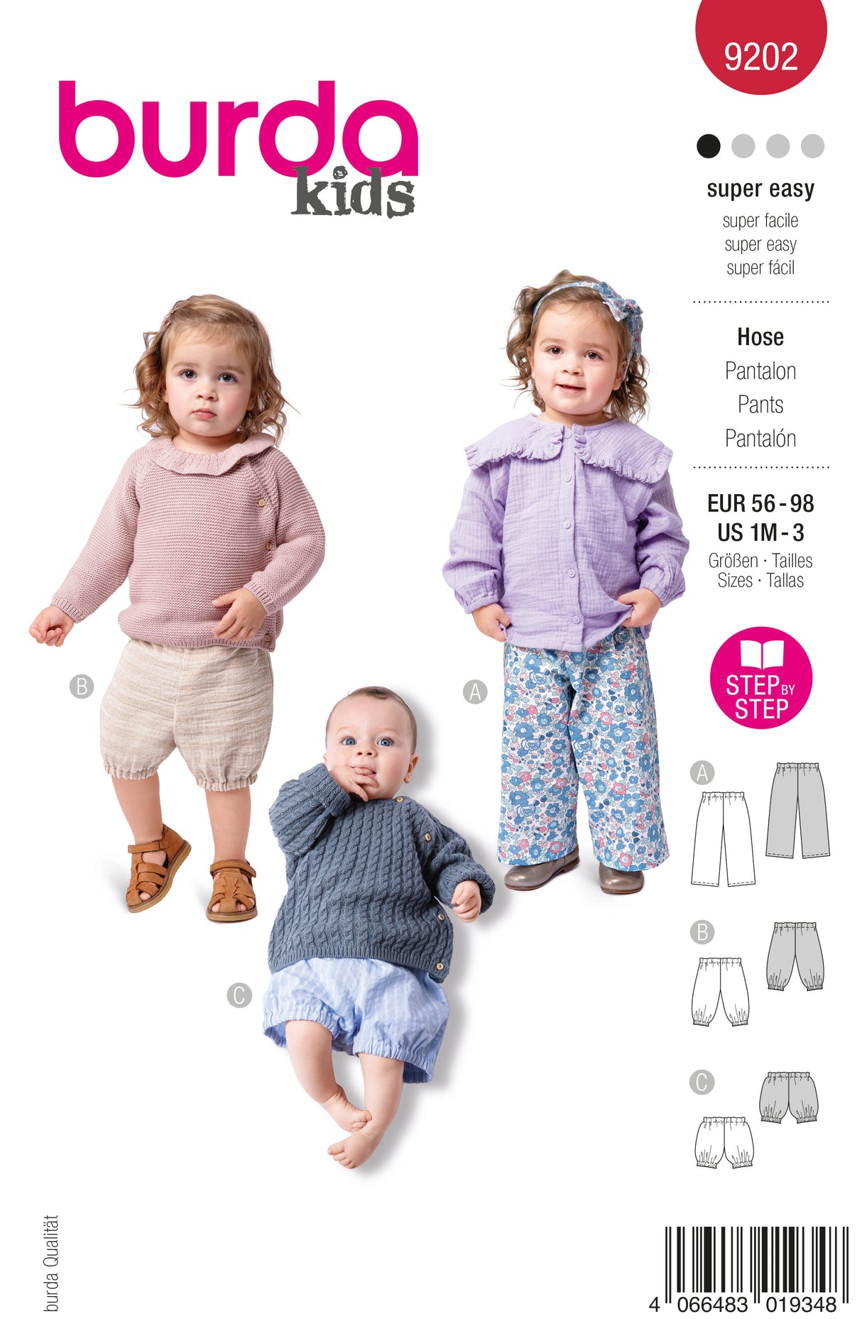 Patron Burda 9202 - Pantalon et short enfants