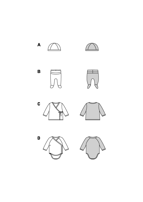 Patron Burda 9204 - Ensemble bébé