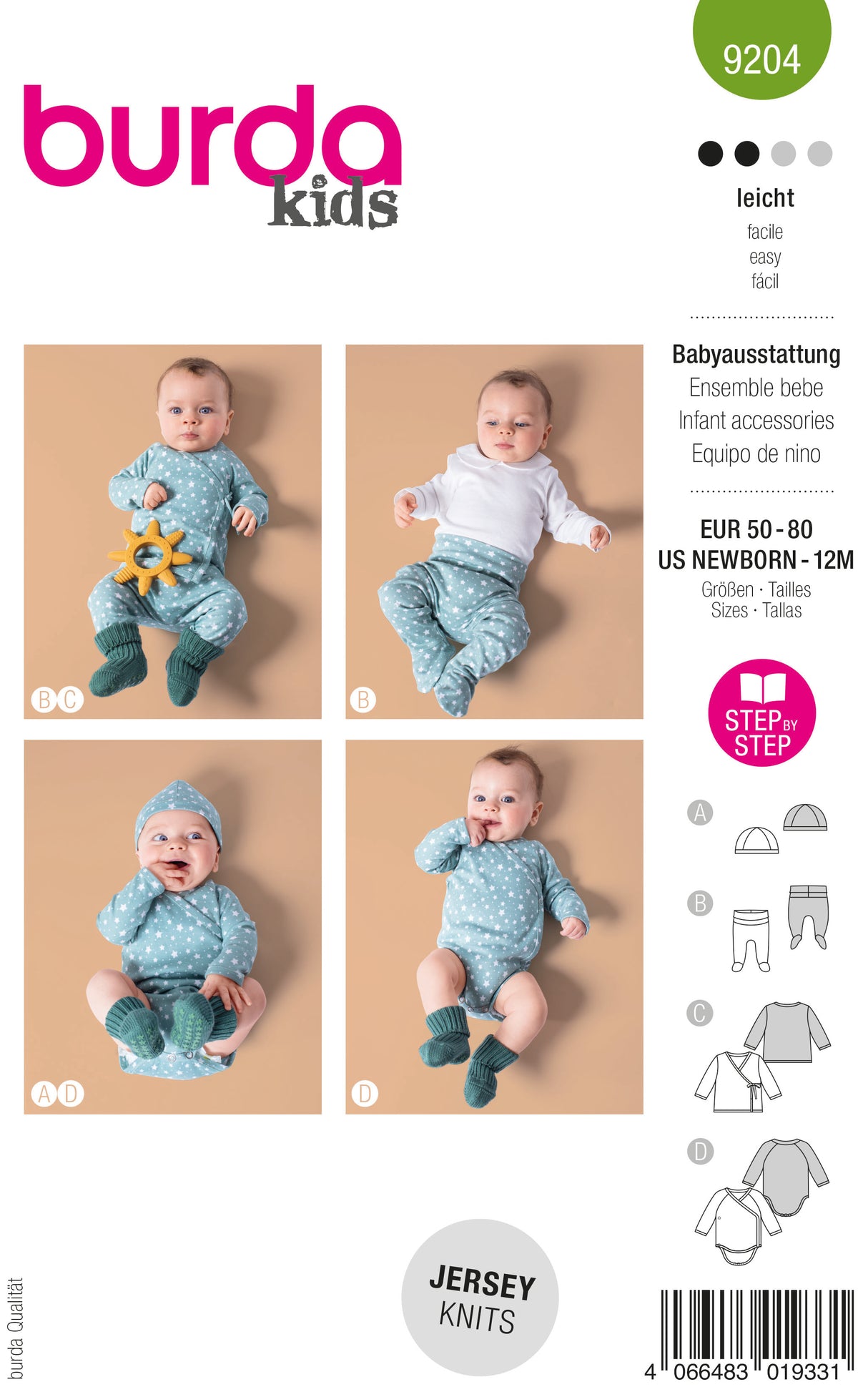 Patron Burda 9204 - Ensemble bébé