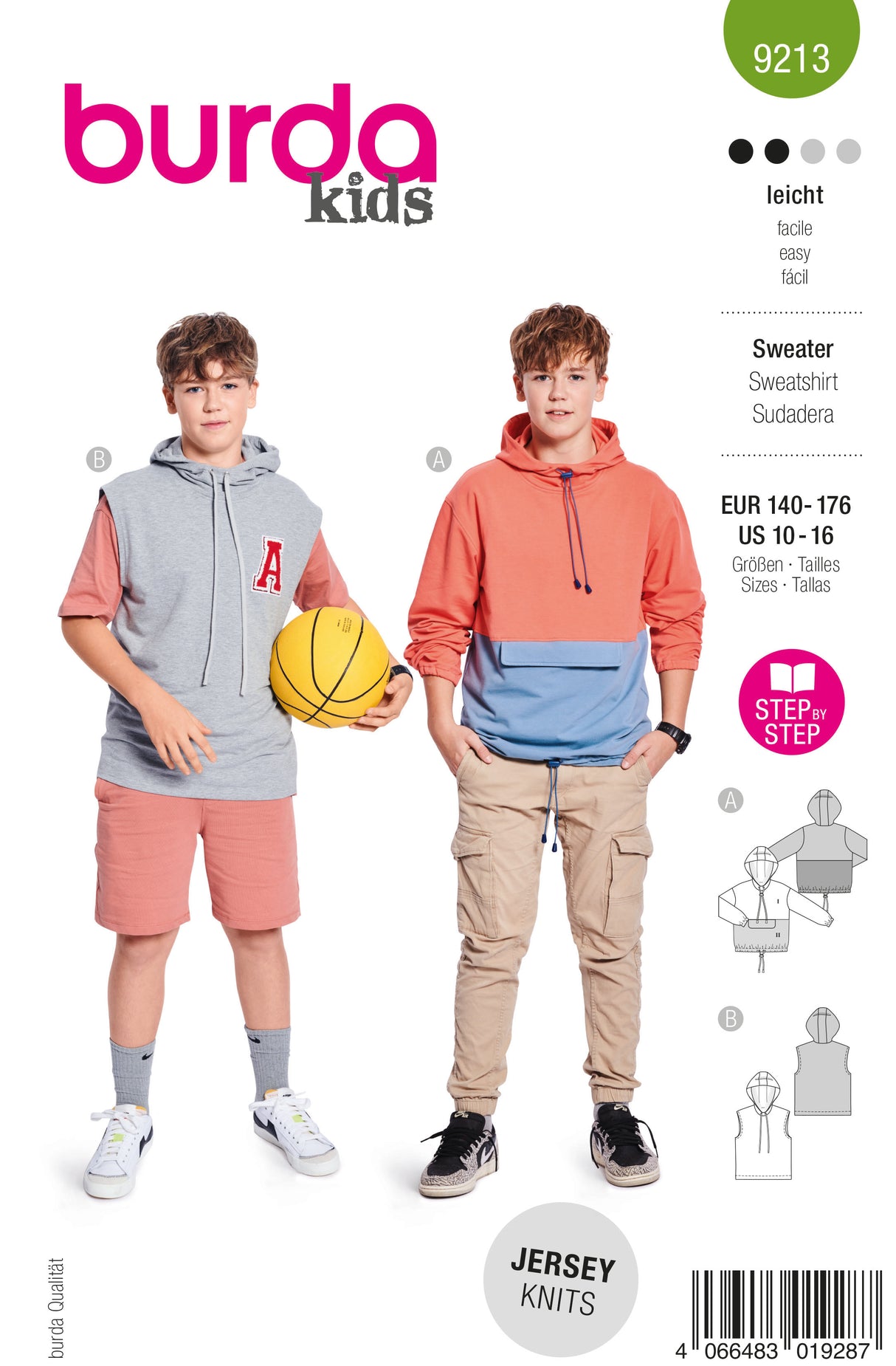 Patron Burda 9213 - Sweat à capuche enfant