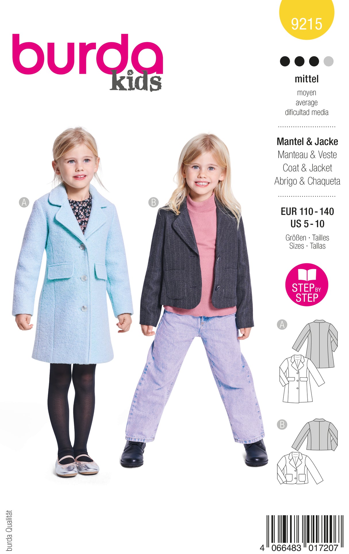 Patron Burda n°9215 - Manteau et veste pour enfants