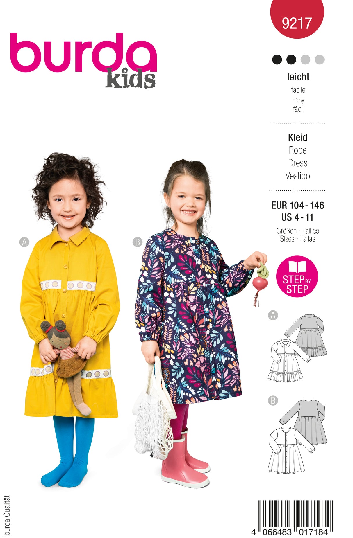Patron Burda n°9217 - Robe pour enfants