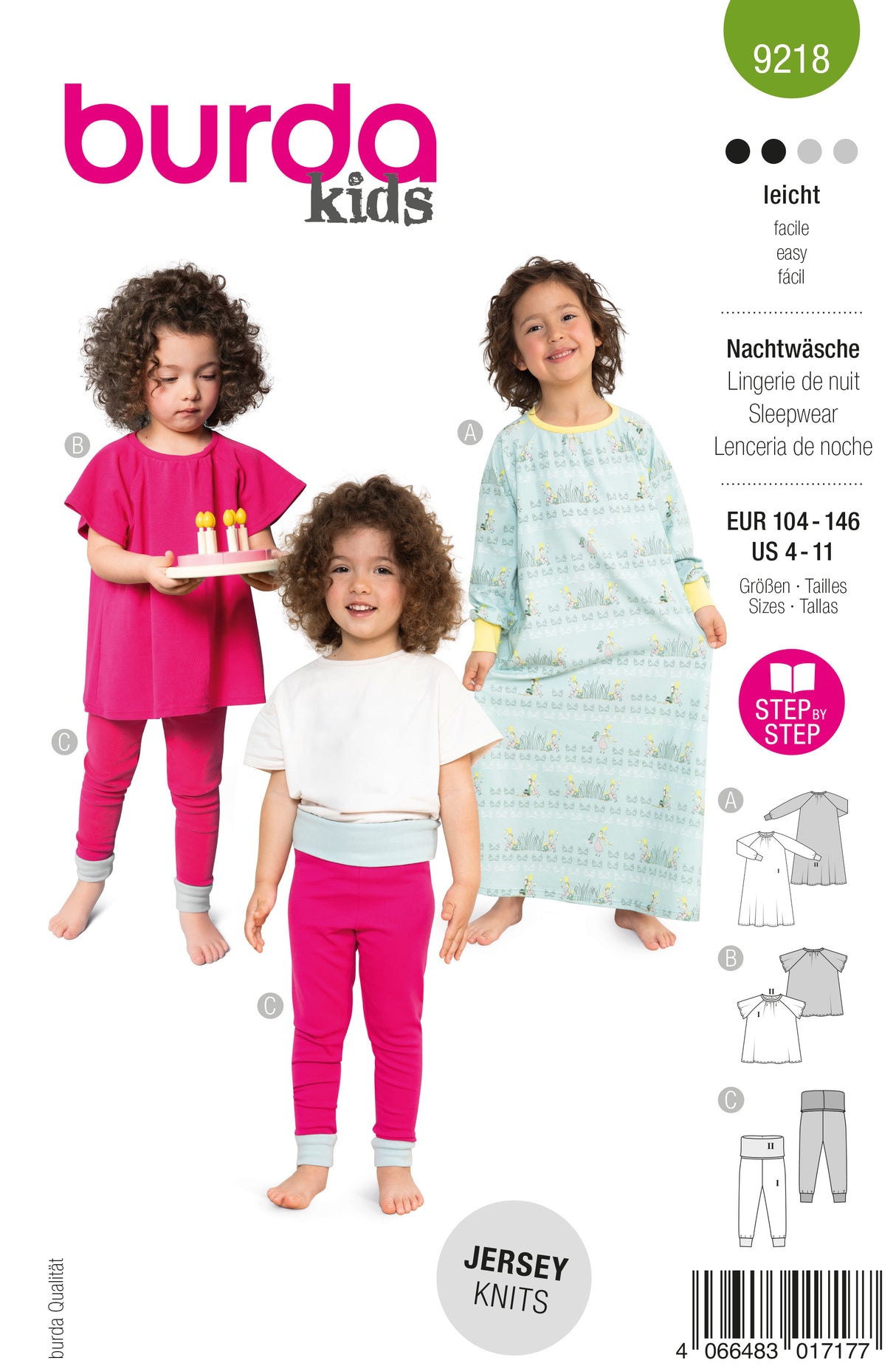 Patron Burda n°9218 - Ensemble de nuit pour enfants