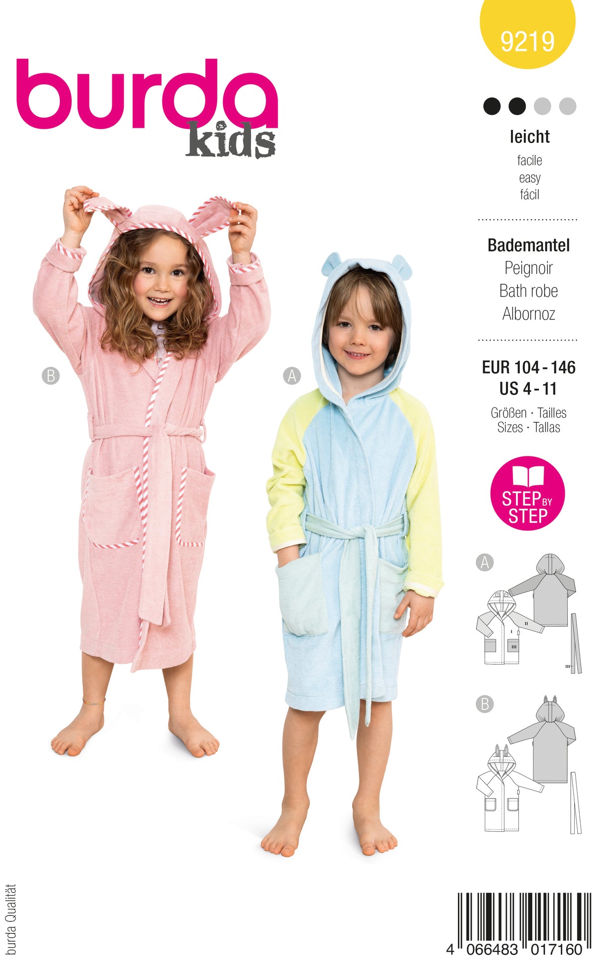 Patron Burda n°9219 - Peignoir pour enfants