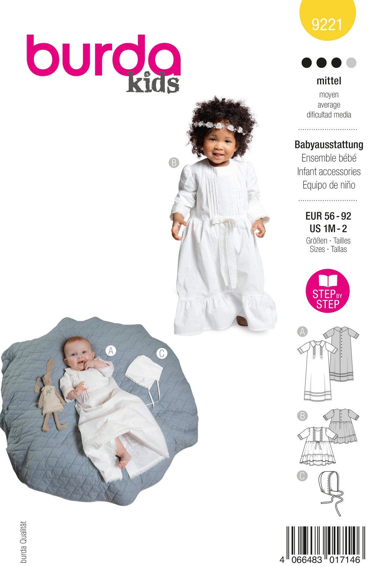 Patron Burda n°9221 - Robe de baptême pour enfants