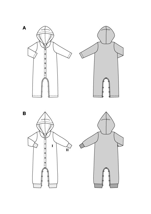 Patron Burda n°9232 - Grenouillère pour bébés