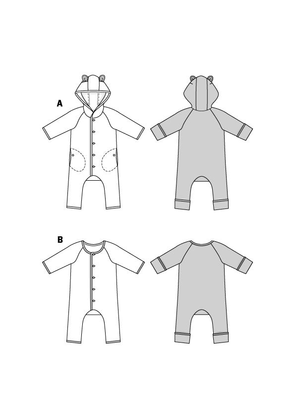Patron Burda n°9235 - Grenouillère pour bébés