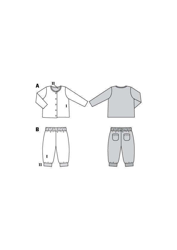 Patron Burda n°9293 - Ensemble bébé : veste et pantalon réversibles