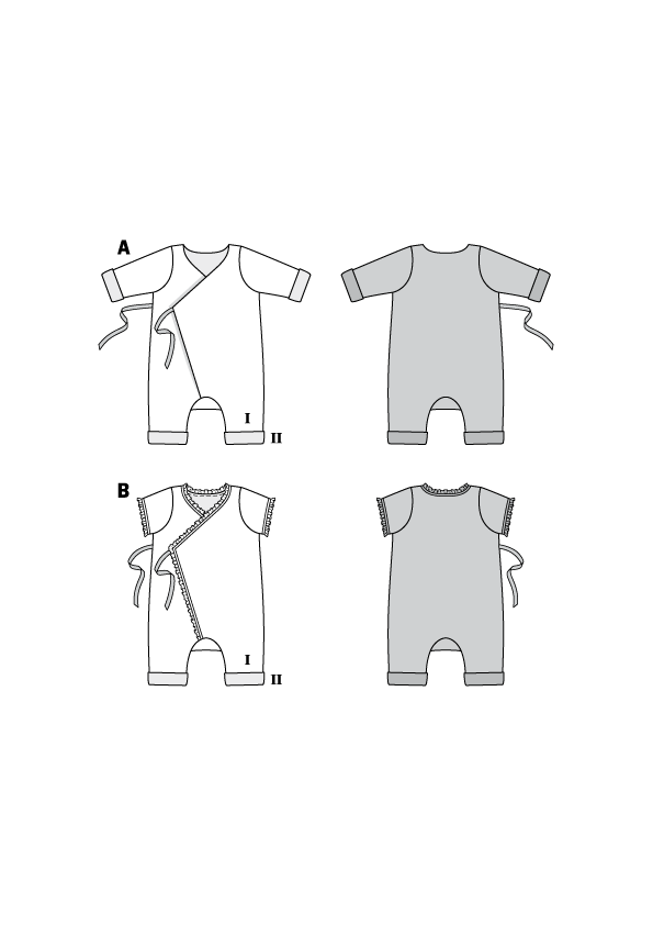 Patron Burda n°9314 - Grenouillère croisée pour bébé