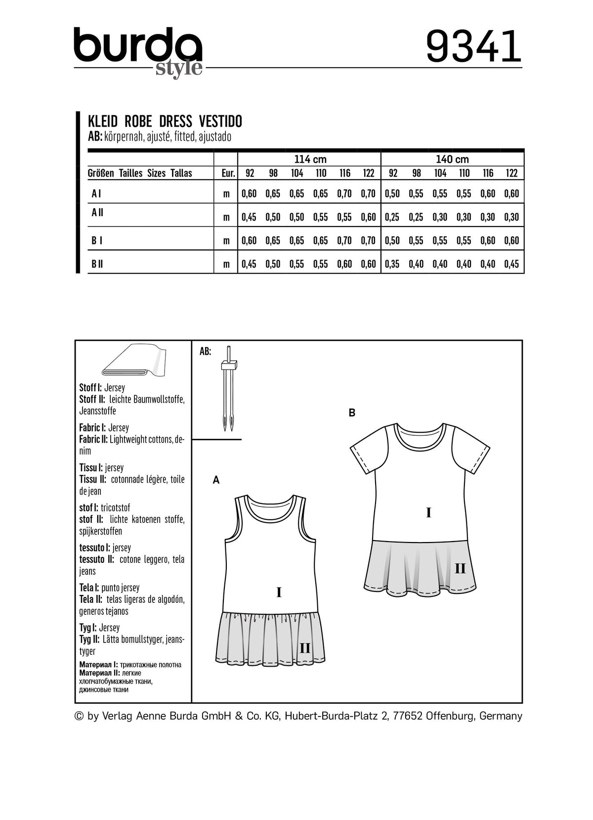 Patron Burda n°9341 – Robe pour enfant