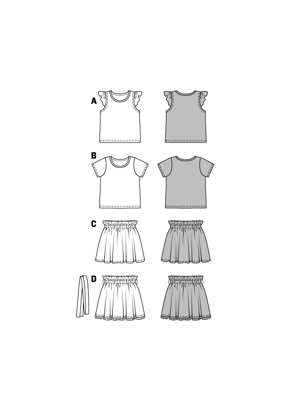 Patron Burda n°9364 – T-shirt et jupe pour enfant