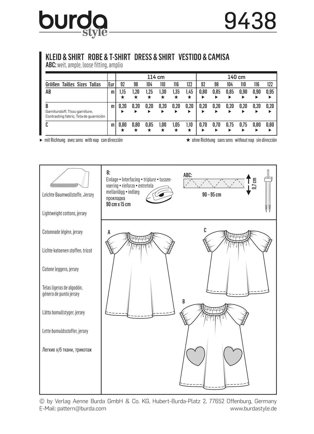 Patron Burda n°9438 – Robe et t-shirt pour enfants