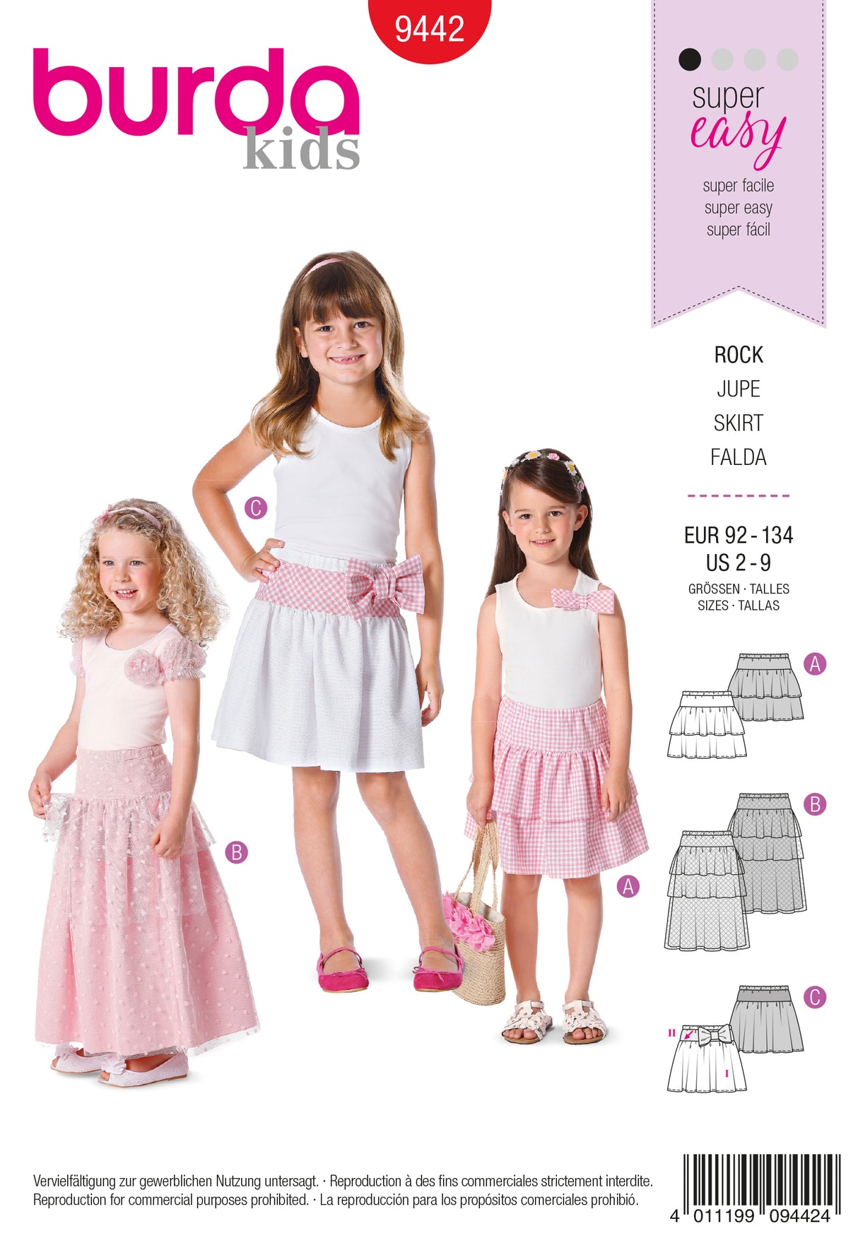 Patron Burda n°9442 – Jupe pour enfants