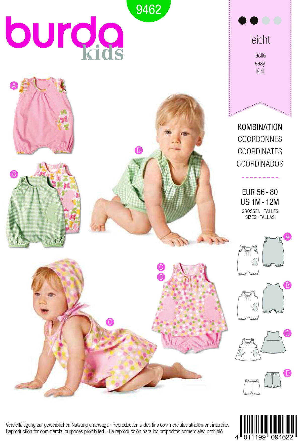 Patron Burda n°9462 – Ensemble coordonné pour bébé