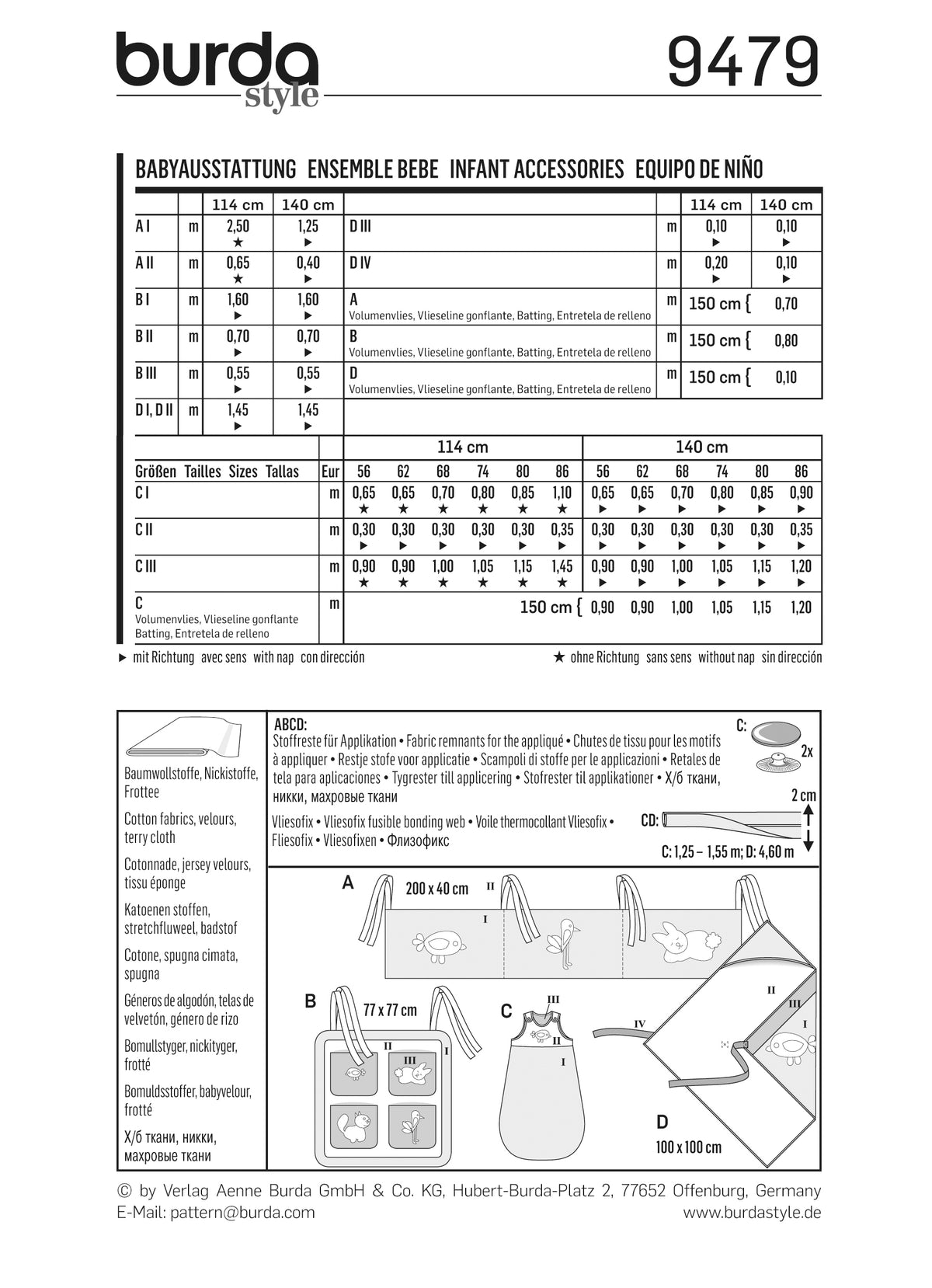Patron Burda n°9479 - Ensemble bébé