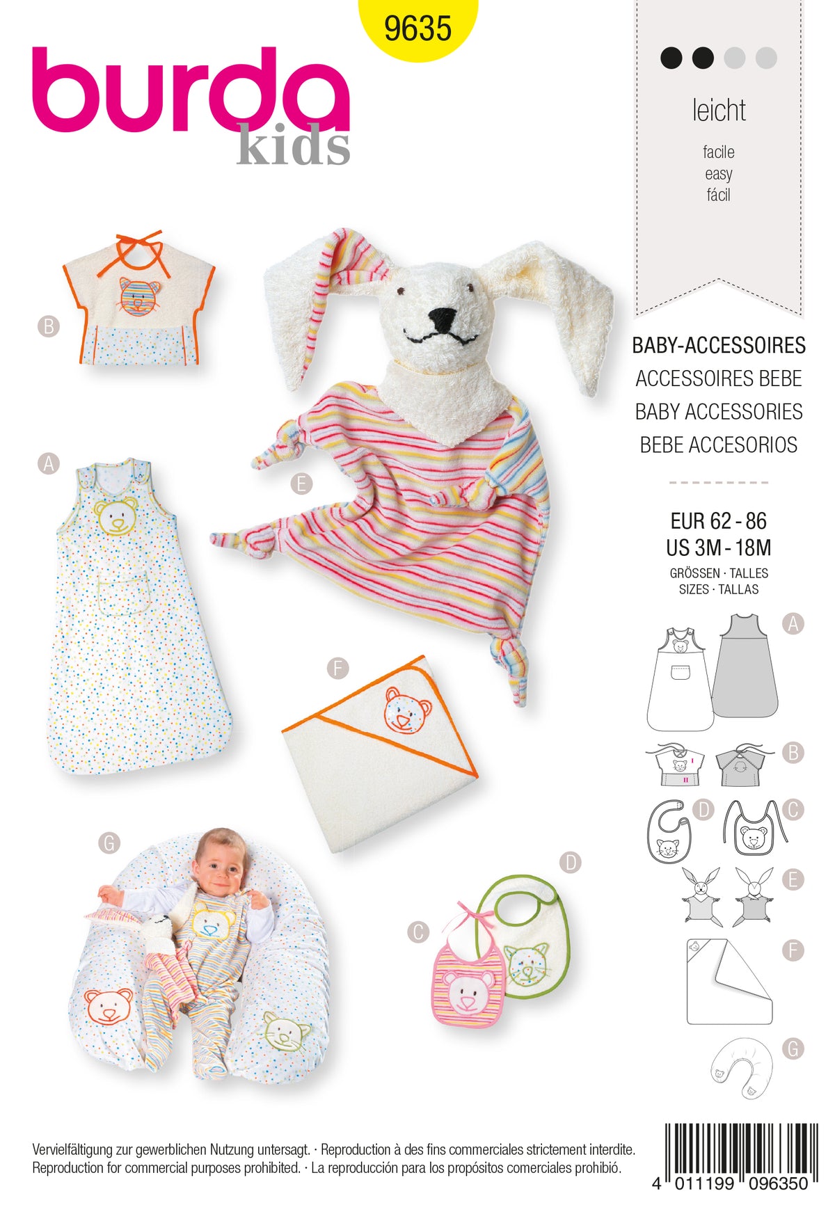 Patron Burda n°9635 - Accessoires pour bébé