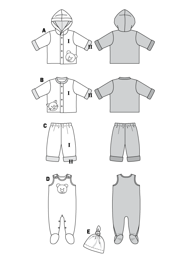 Patron Burda n°9636 – Ensemble pour bébé
