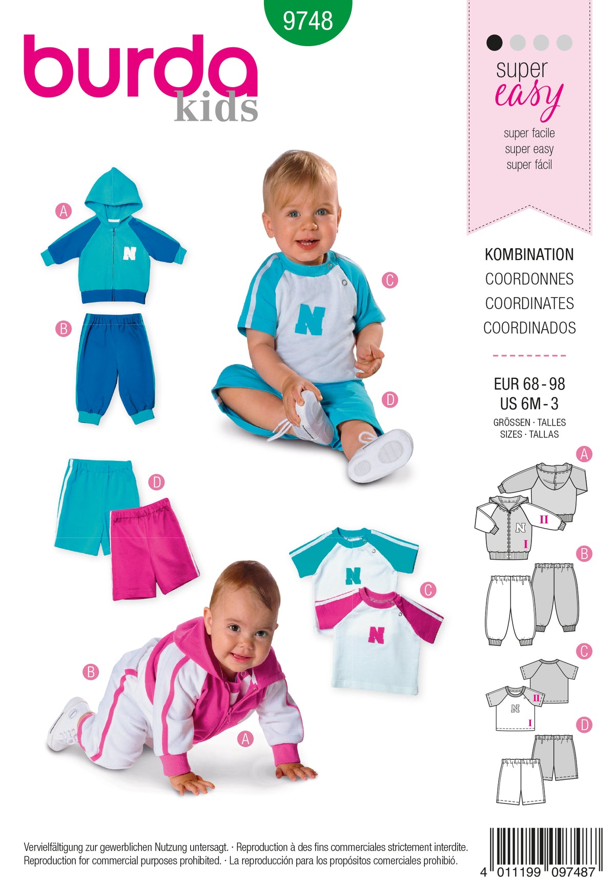 Patron Burda n°9748 – Ensemble de sport pour enfants