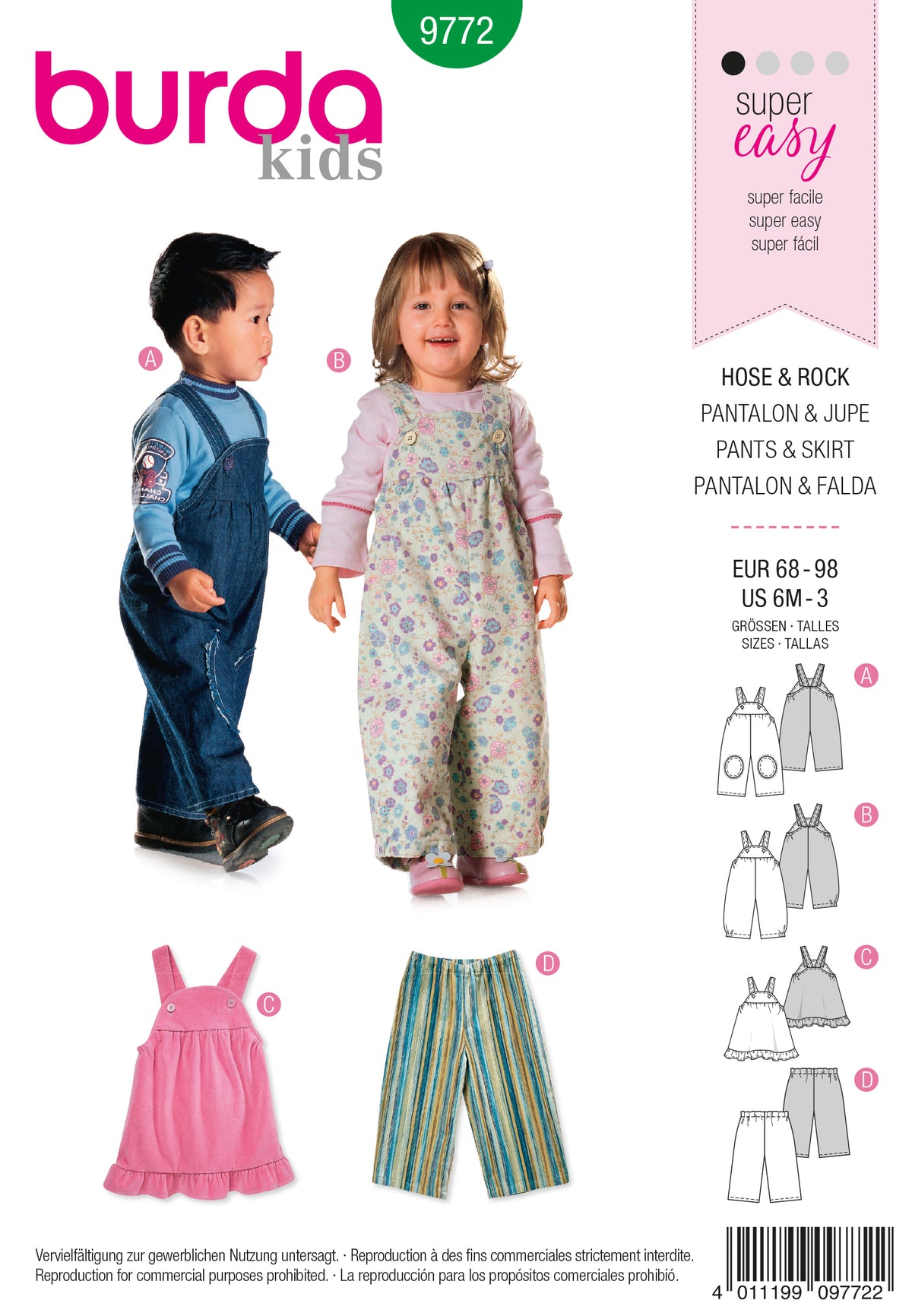Patron Burda n°9772 – Pantalon et jupe pour enfants