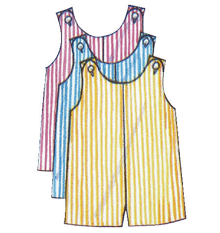 Patron Butterick n°5625 – Ensemble pour bébé : barboteuse, chasuble, culotte et chapeau