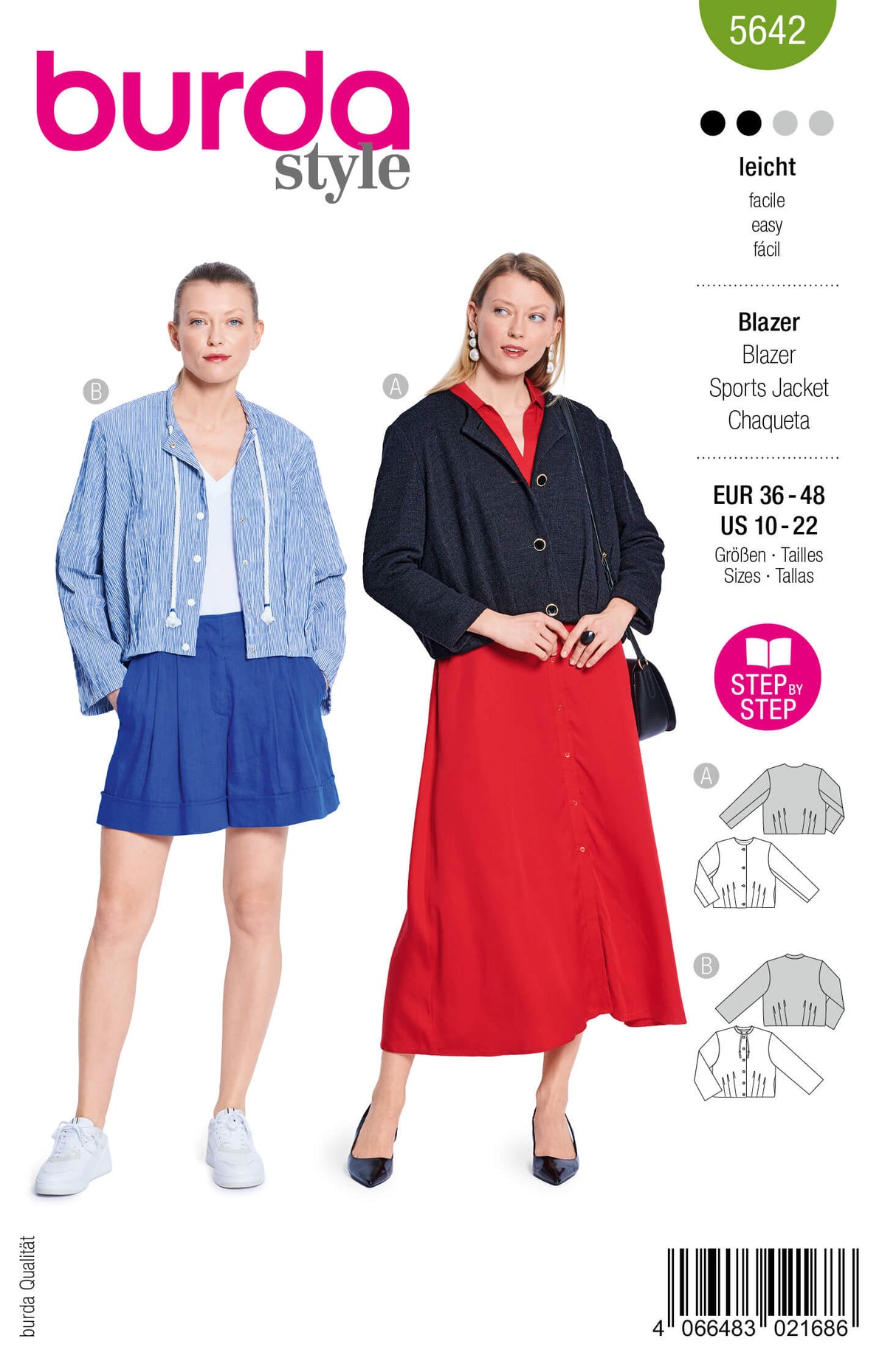 Patron Burda 5642 – Vestes élégantes et blazer moderne