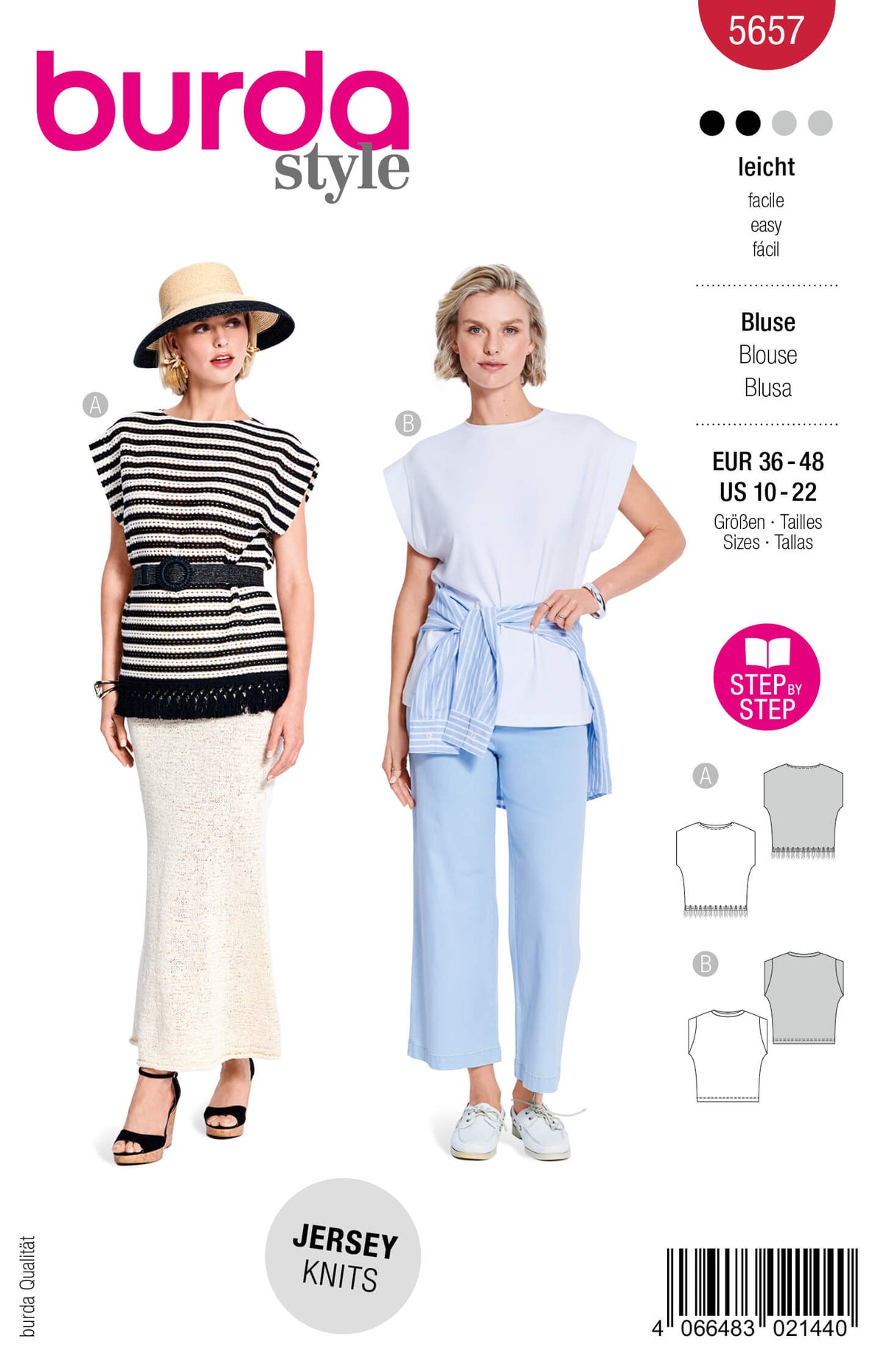 Patron Burda 5657 – T-shirt original et top à manches volantées