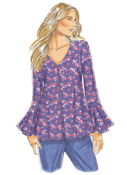Patron Butterick n°6456 - Haut ample avec manches tulipe ou à volants