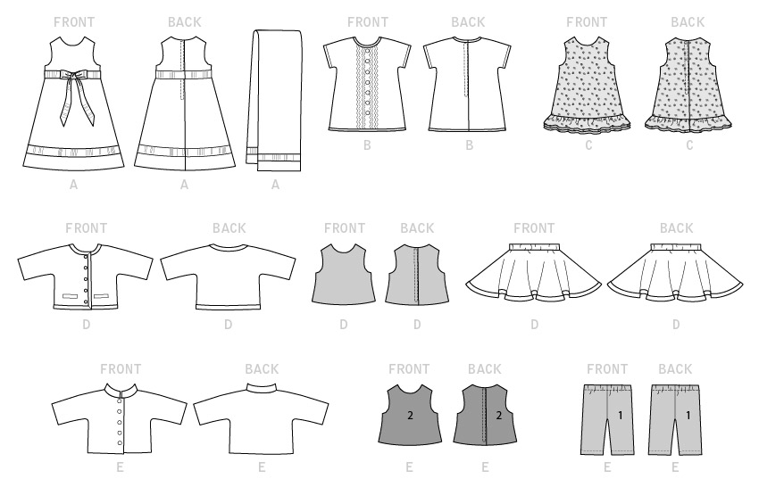 Patron Butterick n°6645 - Vêtements pour poupée de 46 cm