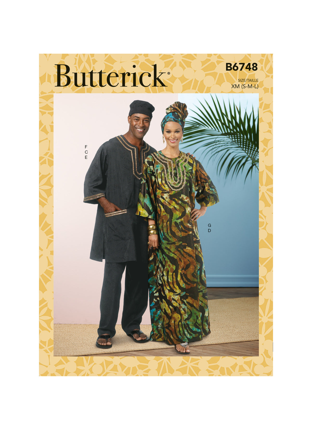Patron Butterick n°6748 - Ensemble tunique, caftan, pantalon, chapeau et bandeau