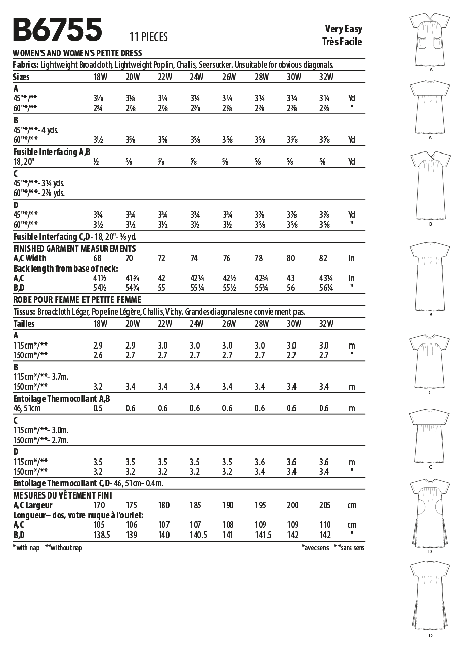 Patron Butterick n°6755 - Robes amples et élégantes