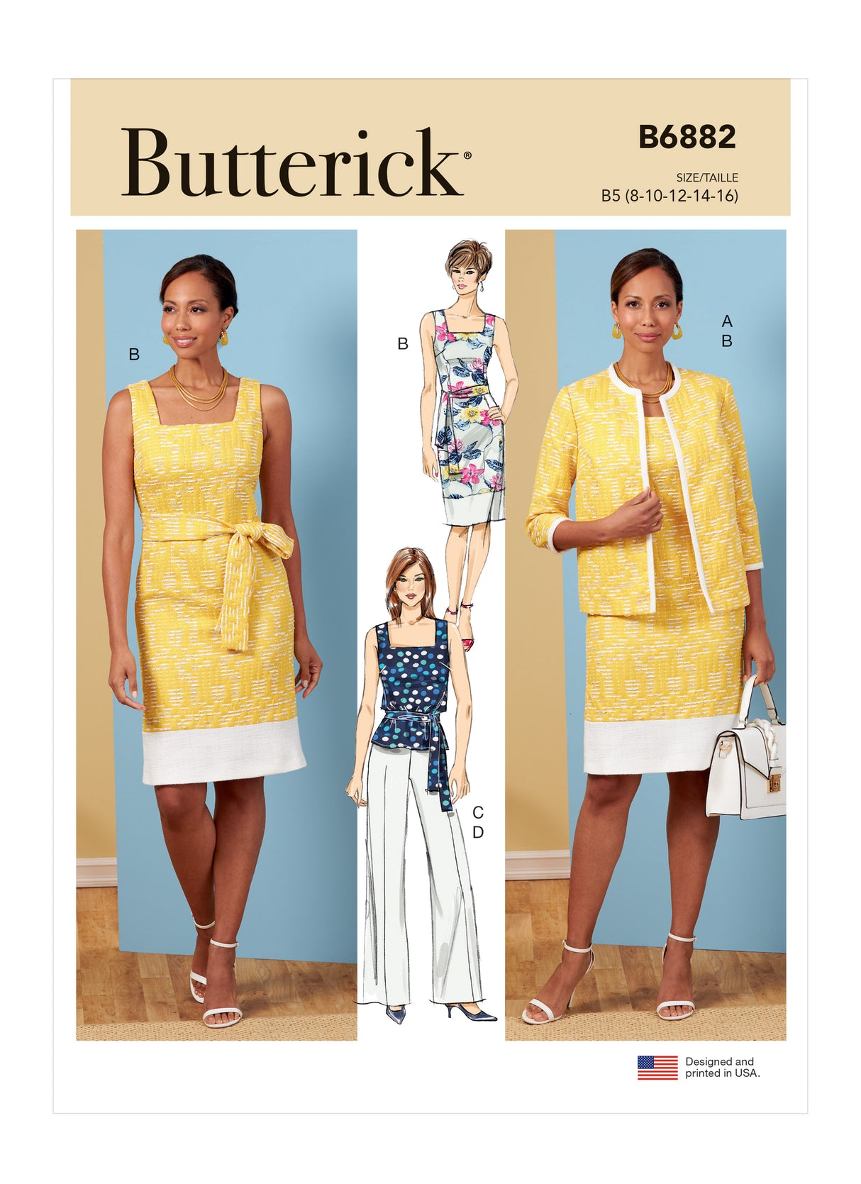 Patron Butterick n°6882 - Ensemble veste, robe, haut et pantalon