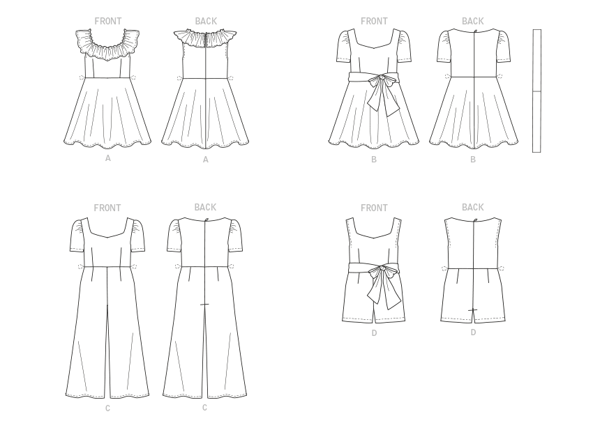Patron Butterick n°6888 - Robe, combinaison et barboteuse pour fille