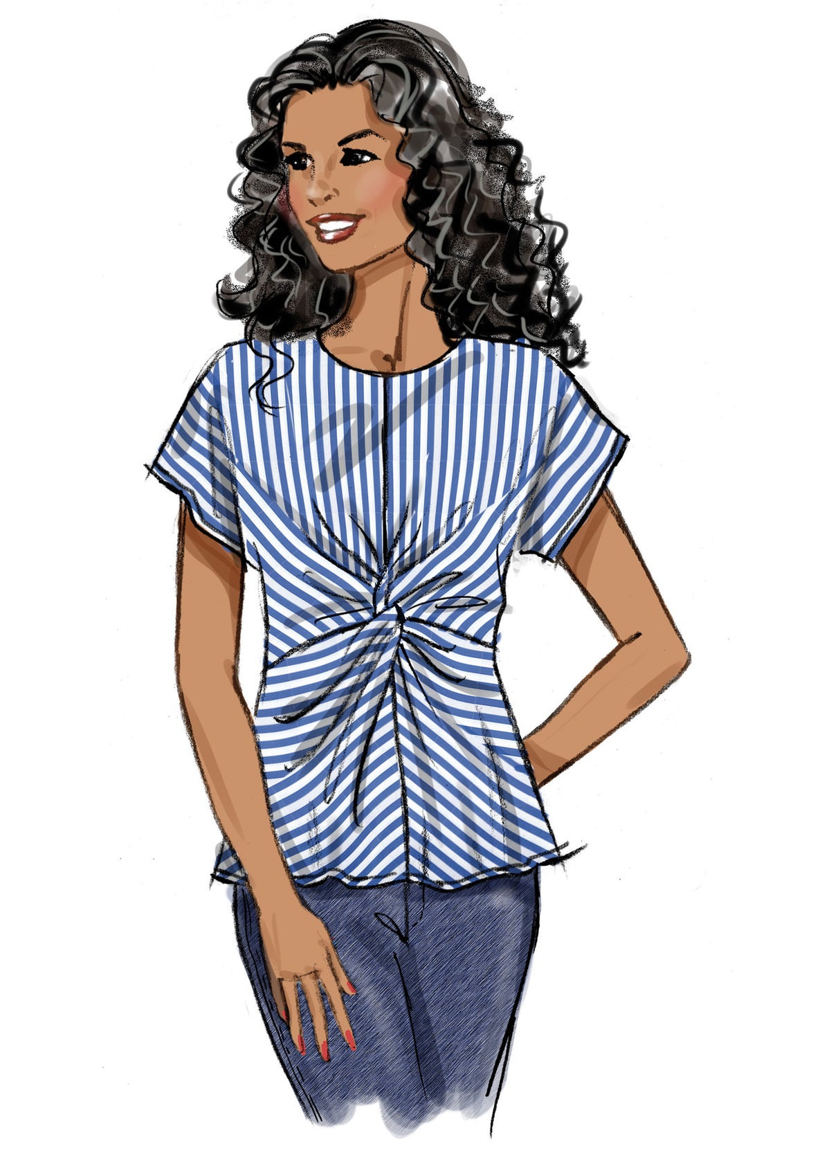 Patron Butterick n°6899 - Haut féminin avec devant torsadé