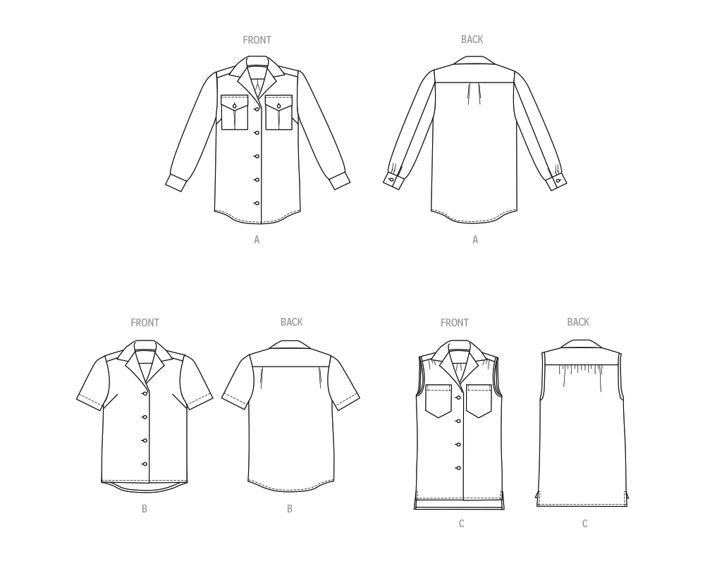 Patron Butterick n°6924 – Chemise ajustée pour femmes