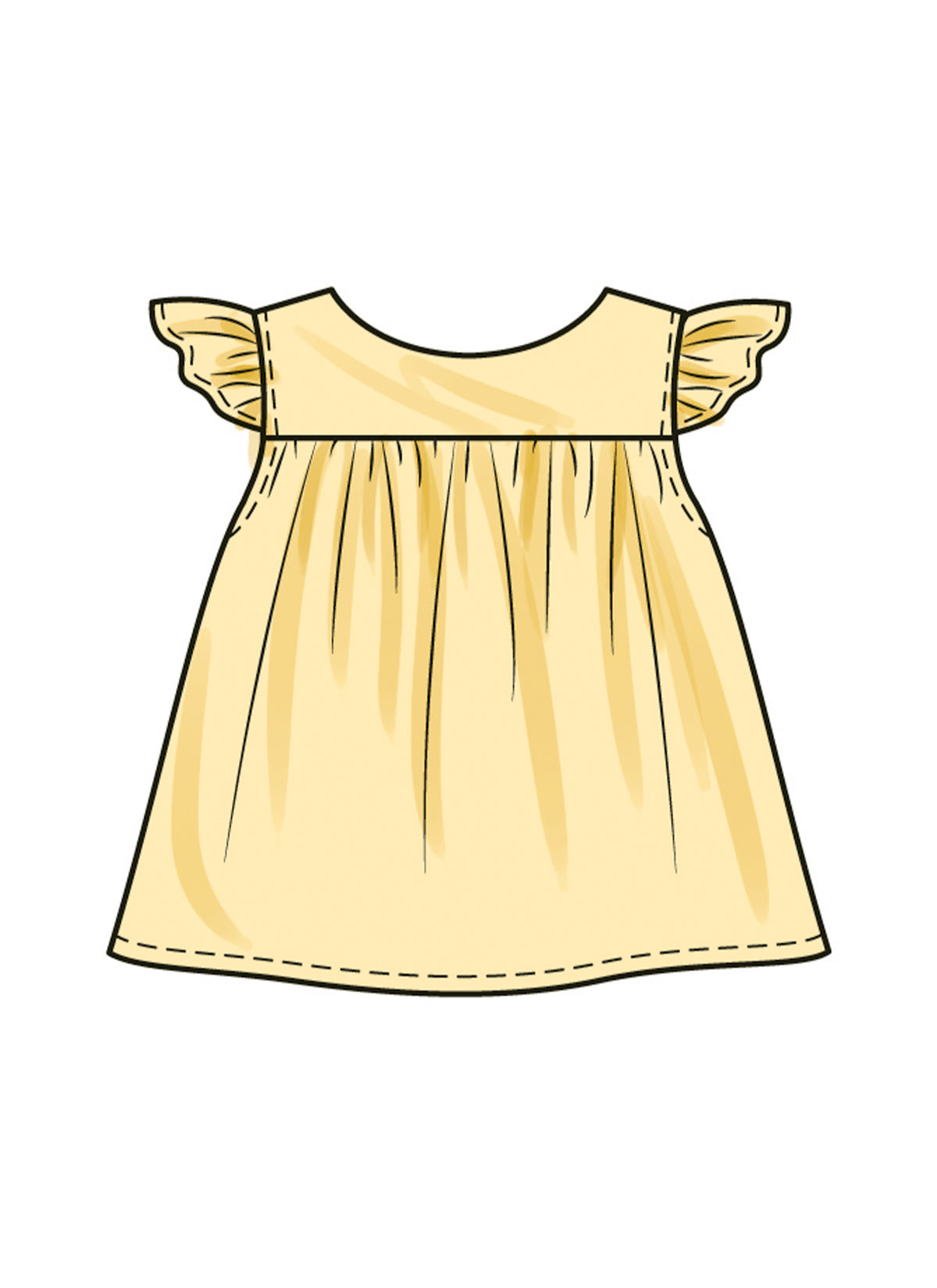 Patron Butterick n°6935 – Ensemble haut, culotte et chapeau pour bébé