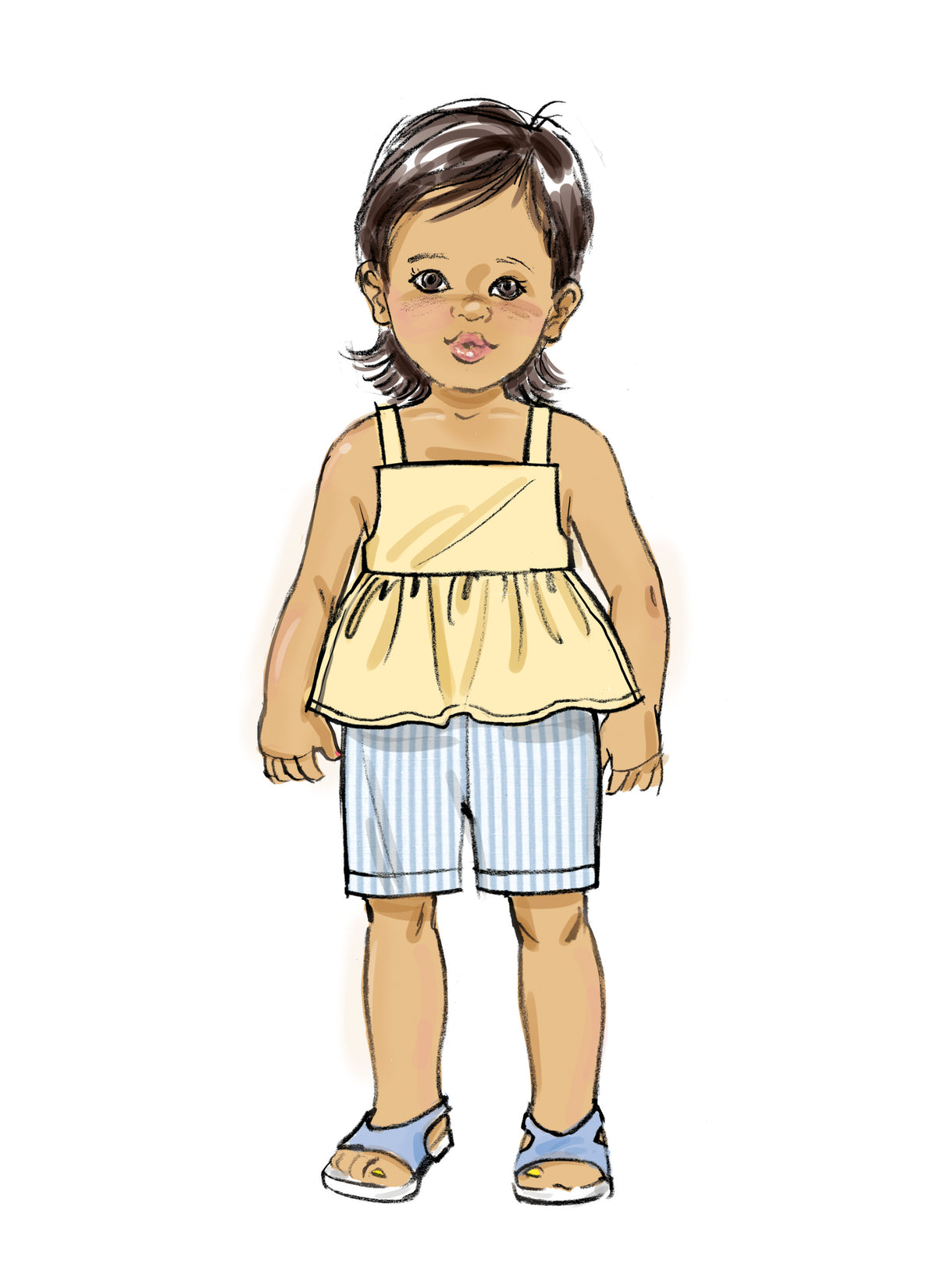 Patron Butterick n°6936 – Salopette et robe pour tout-petits