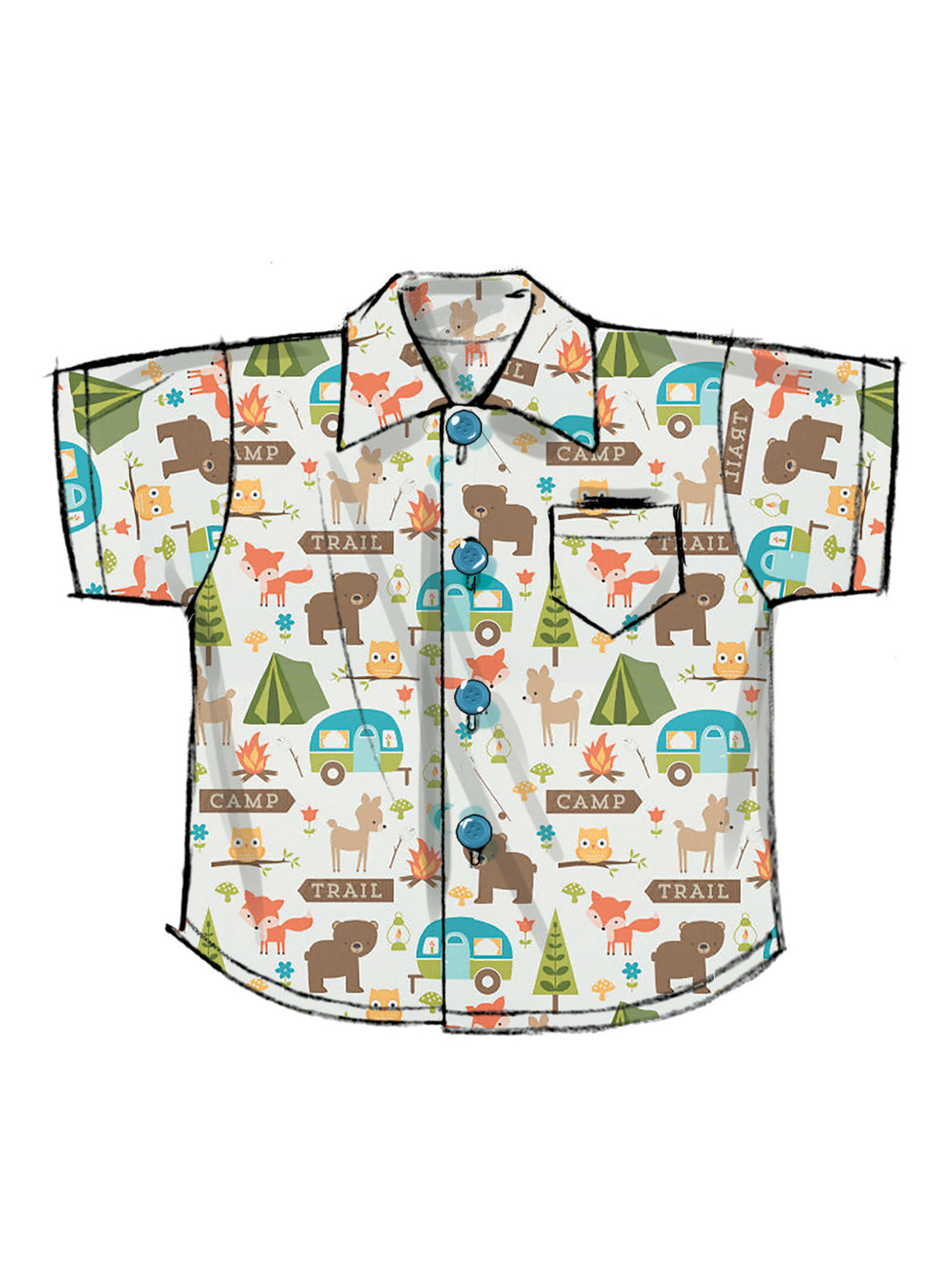 Patron Butterick n°6949 - Ensemble pour bébés : chemises, t-shirt, pantalons et chapeau