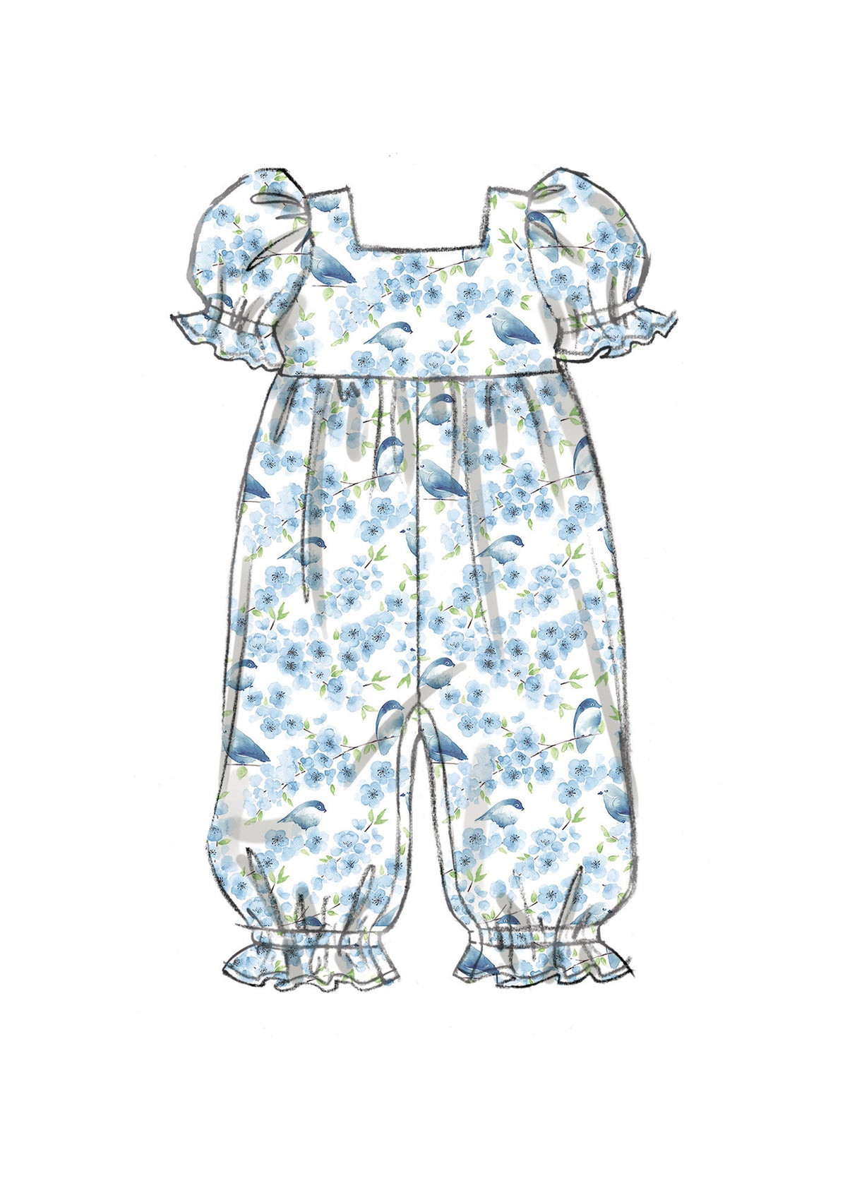 Patron Butterick n°6950 - Ensemble pour bébés : barboteuse, robe, bloomer et bandeau