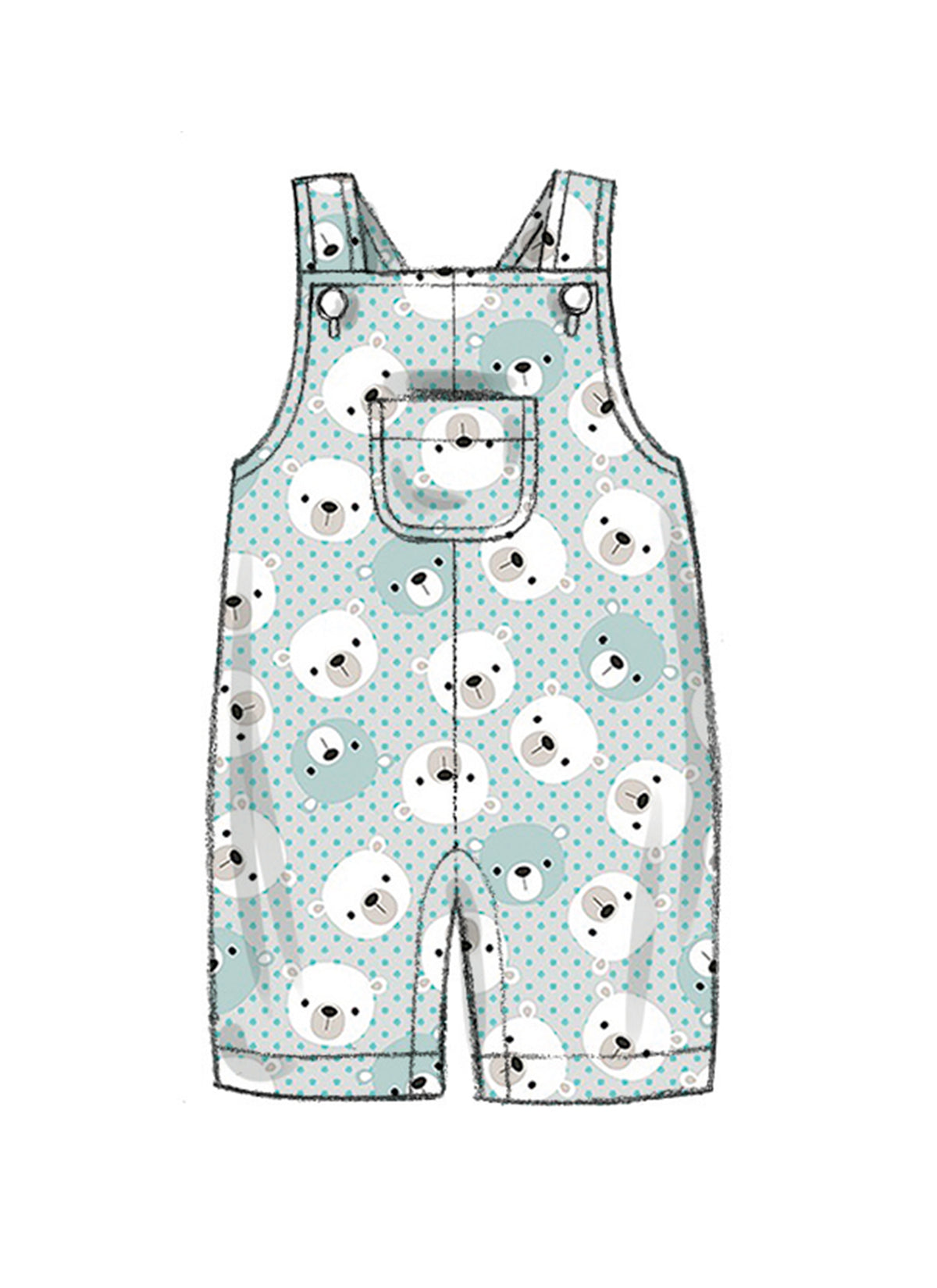 Patron Butterick n°6969 - Ensemble pour bébés : veste réversible, salopette, pantalon, chapeau et moufles