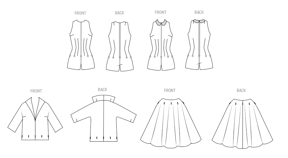 Patron Butterick n°6989 - Combishort, chemisier et jupe vintage des années 1950