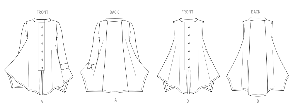 Patron Butterick n°6995 - Tunique femme avec ourlet asymétrique